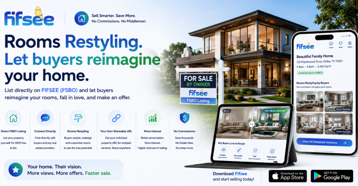 Fifsee Seller banner — FSBO listing, restyle with shareable link, and FIFSCORE for sellers